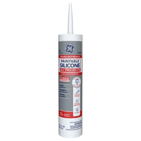 Ge Paintable Silicone White Silicone 2 Kitchen and Bath Caulk Sealant 10.1 oz M90073